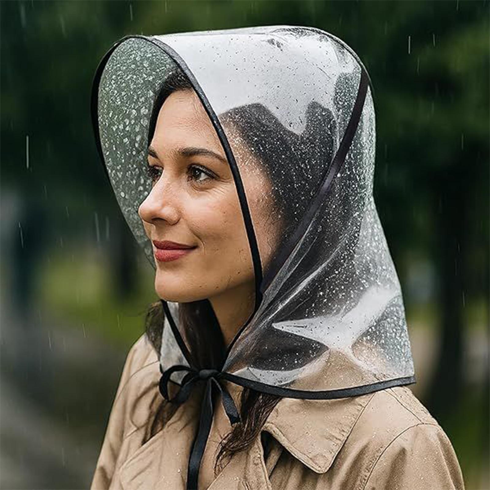 Gardening Tools Store - 再利用可能な透明なつば付きレインハット、防水PE素材、女性、お母さん、旅行、ショッピング、ガーデニング、ビーチ用レインキャップ