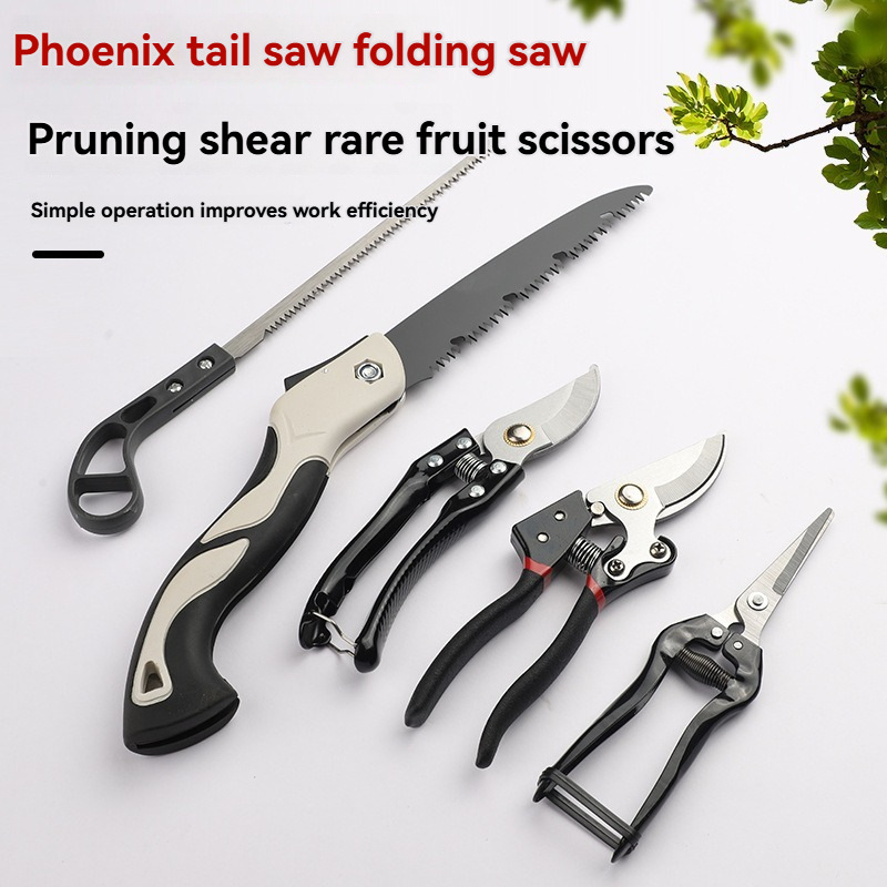 Gardening Tools Knife - 折りたたみ式のこぎり付き園芸剪定鋏セット、5点セットの園芸工具、木の剪定、果物の剪定、枝切り用のバイパス剪定鋏