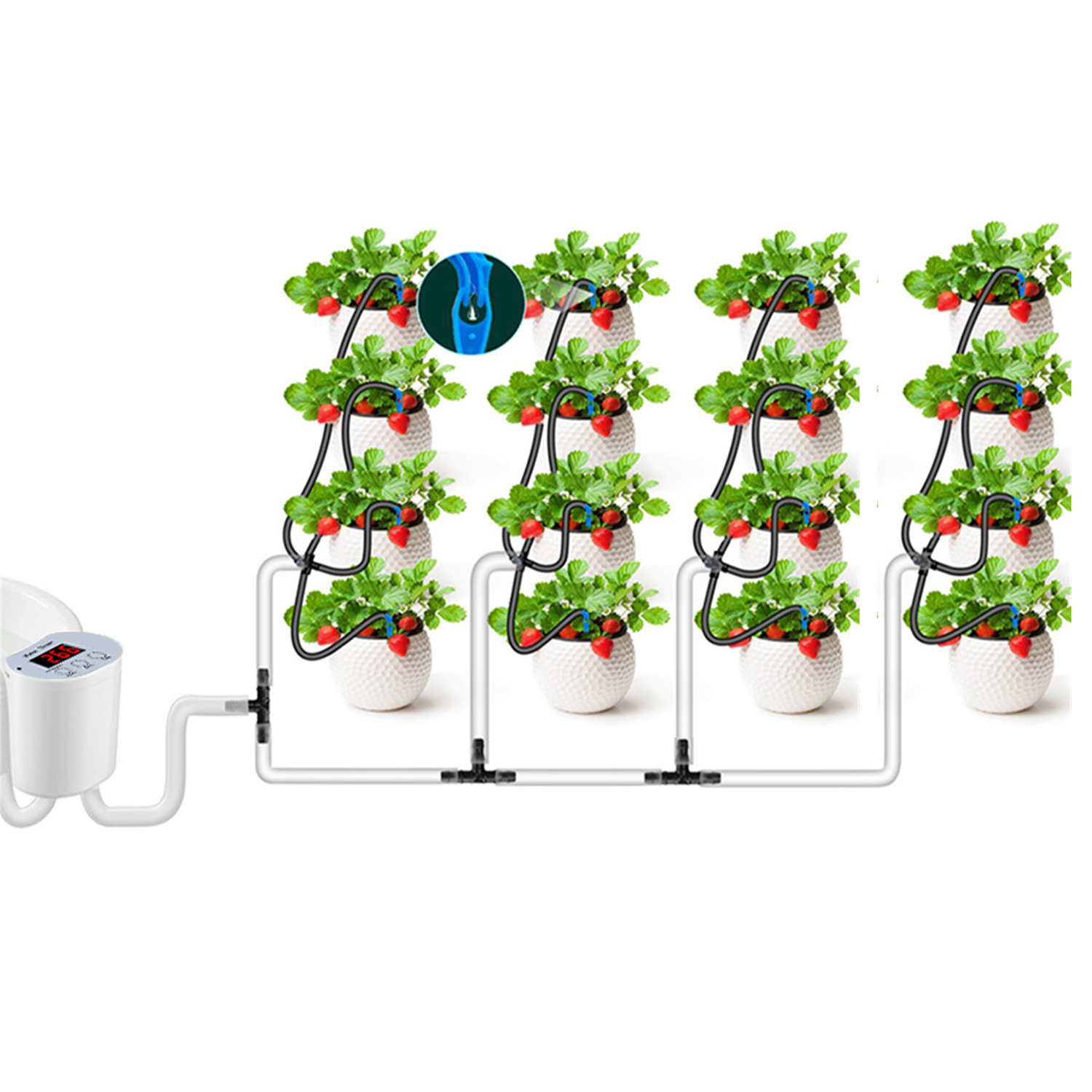 Drip Irrigation Kit - 鉢植え自動散水システム、点滴灌漑キット、自動給水装置、水タイマー、USB電源付きガーデン用