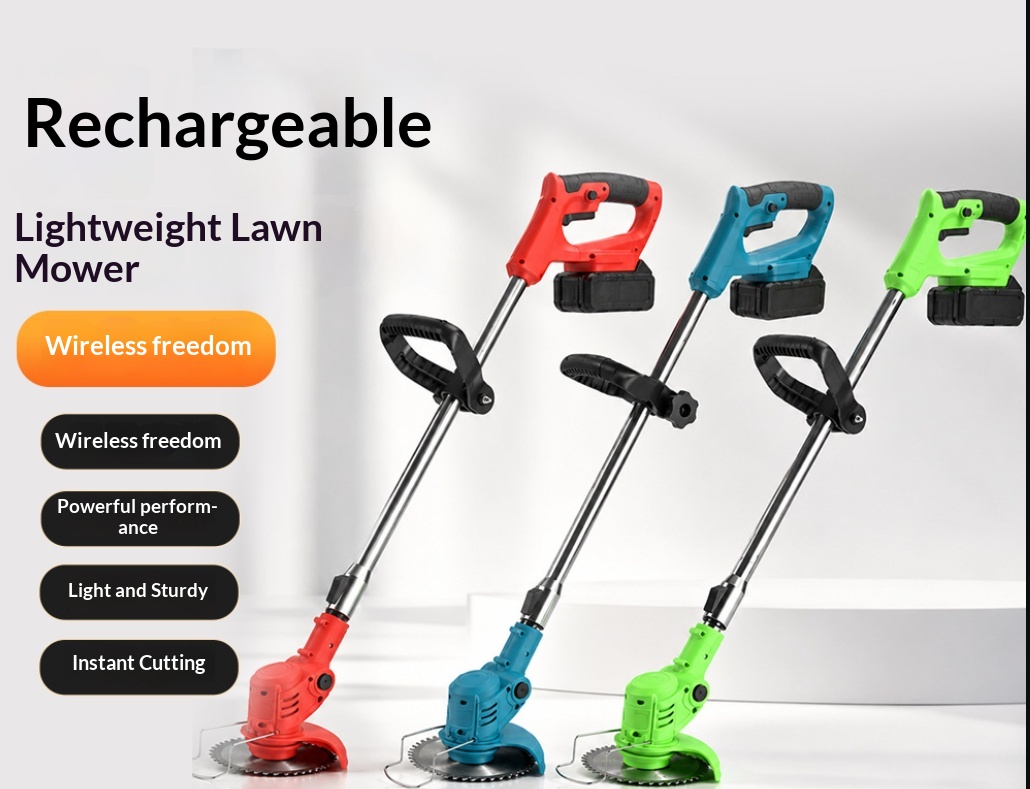 Gardening Tools Lawn Mower - 新型コードレスハンドヘルド電動草刈り機、調整可能な芝刈り機、ガーデンツール、21Vバッテリー対応