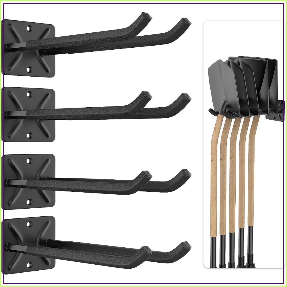 Gardening Tools Storage - 頑丈なガレージ収納フック、12.4インチの壁掛けハンガー（タイヤ、はしご、園芸工具用）、4個パック