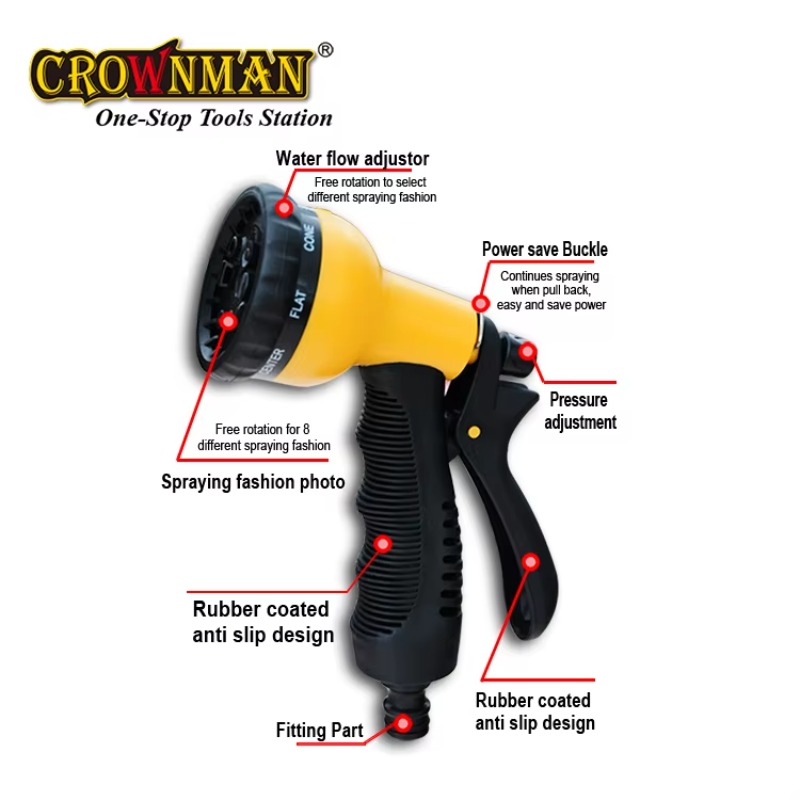 高品質8パターンガーデンウォーターホースノズルガン、調整可能 - Gardening Tools Quality のレビューと価格