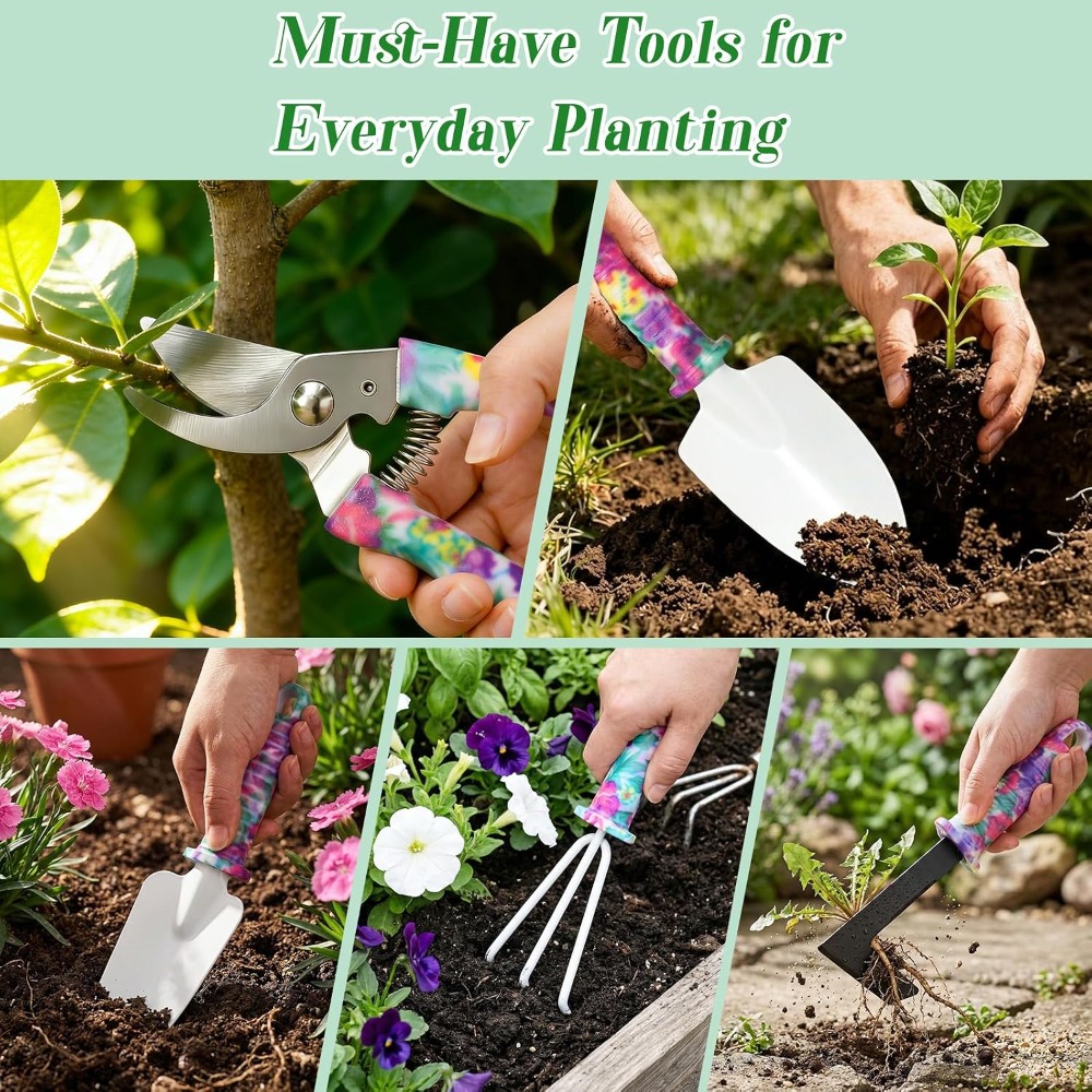 花柄ケース付き10点ガーデニングツールセット：特別な機会の女 - Gardening Tools Knife のレビューと価格
