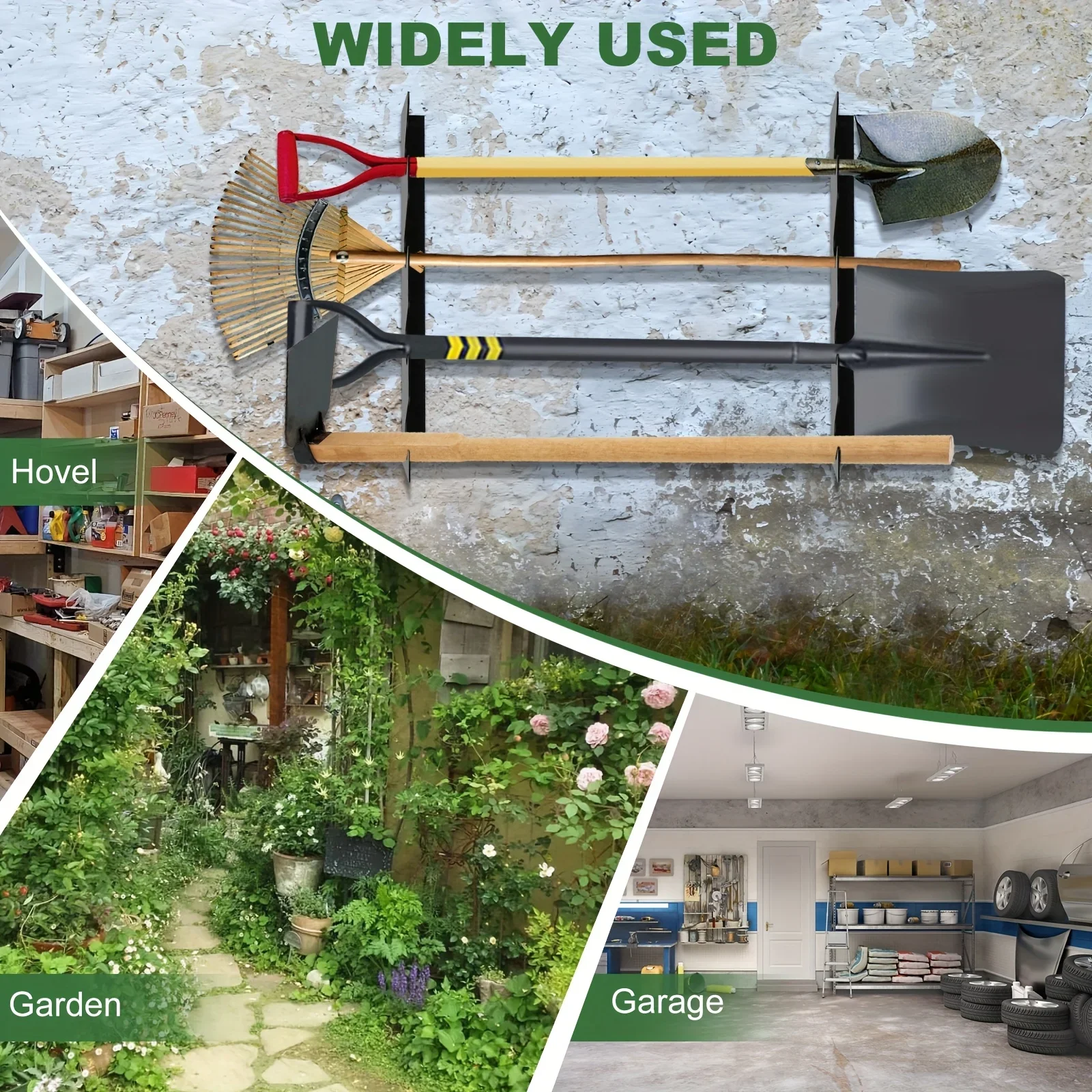 頑丈な金属製ガーデンツールホルダー、シャベルと熊手の収納付き - Gardening Tools Storage のレビューと価格