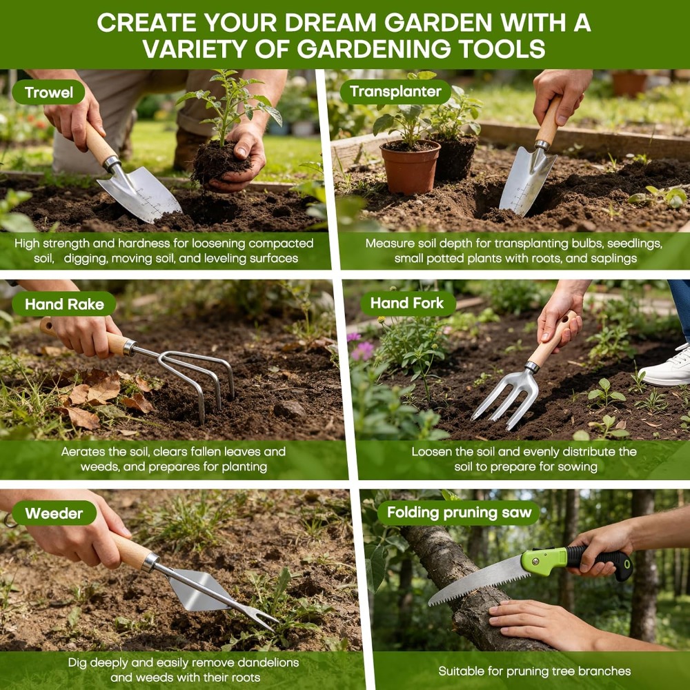 ステンレス製シャベル、マット、剪定ばさみ、耐久性のあるバッグ - Gardening Tools Knife のレビューと価格