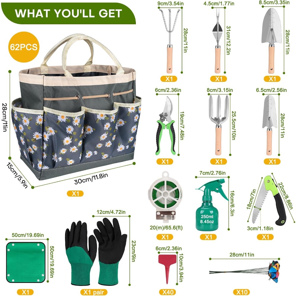 ステンレス製シャベル、マット、剪定ばさみ、耐久性のあるバッグ - Gardening Tools Knife のレビューと価格