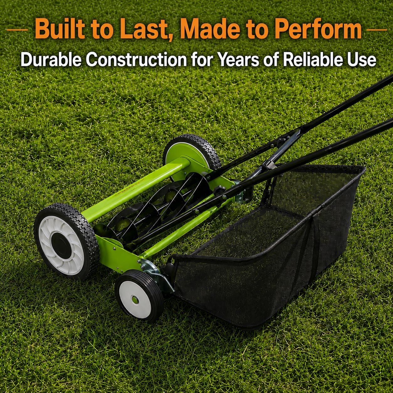 18インチ手押し式芝刈り機、4輪手動芝刈り機、5枚刃カーボン - Gardening Tools Lawn Mower のレビューと価格