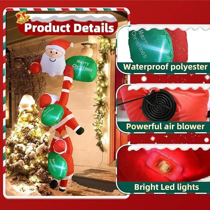 クリスマス用インフレータブルエアモールド、3つの壁を登る老人 - Gardening Tools For Elderly のレビューと価格