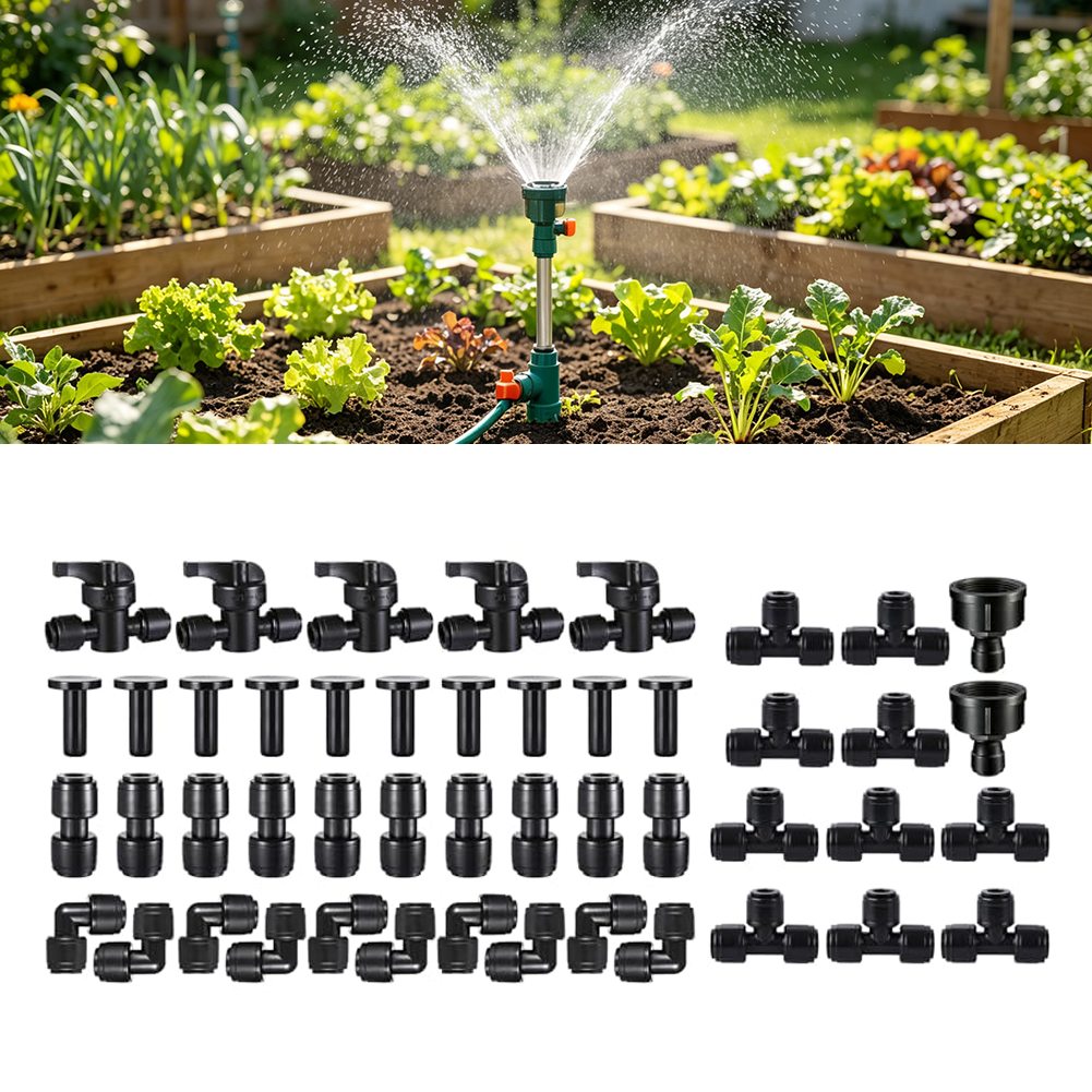 点滴灌漑クイック接続キット 47個入り 14インチ プッシュ - Drip Irrigation Kit のレビューと価格
